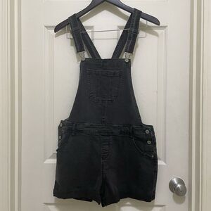 Wallflower Black Denim Overall Shorts
